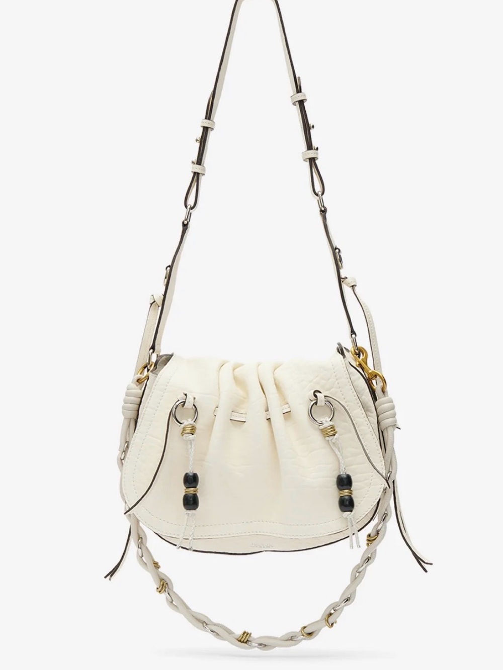 Isabel Marant Bolton Shoulder Bag White Leather NEW Drawstring Boho